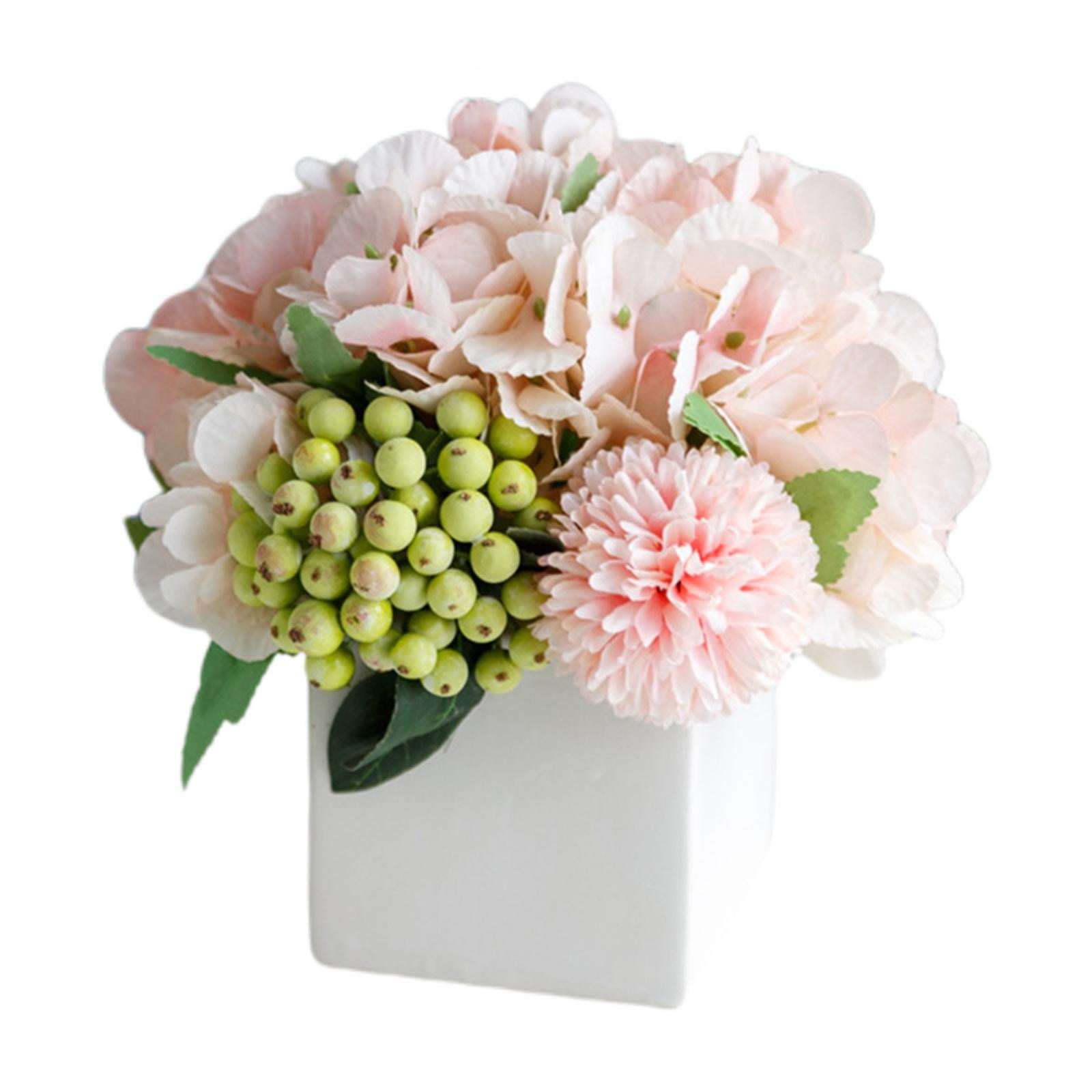 Fanmusic Silk Hydrangea Faux Artificial Flower Ceramic Vase Wedding