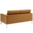 thumbnail image 4 of Tufted Armchair and Loveseat Sofa Set, Faux Leather, Silver Tan, Modern Contemporary Urban Design, Living Lounge Room Hotel Lobby Hospitality, 4 of 6
