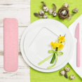 thumbnail image 3 of FrostHike Reusable Portable Travel Utensils Silverware Forks Spoons & Knives Set of 2 for Camping Wheat Straw Plastic with Storage Case (Blue/Pink. Service for 2), 3 of 5