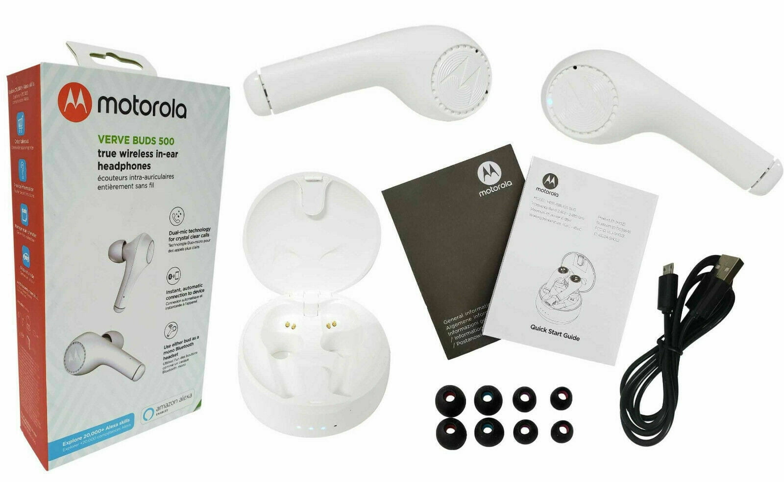 Prescribir Persona especial engañar Motorola Verve Buds 500 true Wiriless in-ear headphones WHITE w/ Amazon  Alexa (OPEN BOX) - Walmart.com