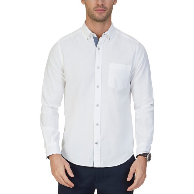 Nautica Oxford - Camisa con botones para hombre, color blanco, pequeño