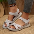 thumbnail image 6 of KEGIRLOM Women's Fashion Casual Summer Style Solid Color Thick Bottom Beach Fish Mouth Wedge Sandals Beige 5.5, 6 of 9