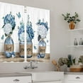 thumbnail image 3 of Rustic Farmhouse Blue Floral Kitchen Curtains 27.5Wx39H Inch Rod Pocket Teal Flower Plant Cafe Curtains Spring Butterfly Botanical Country Wooden Small Bedroom Window Drapes Fabric 2 Panels, 3 of 4