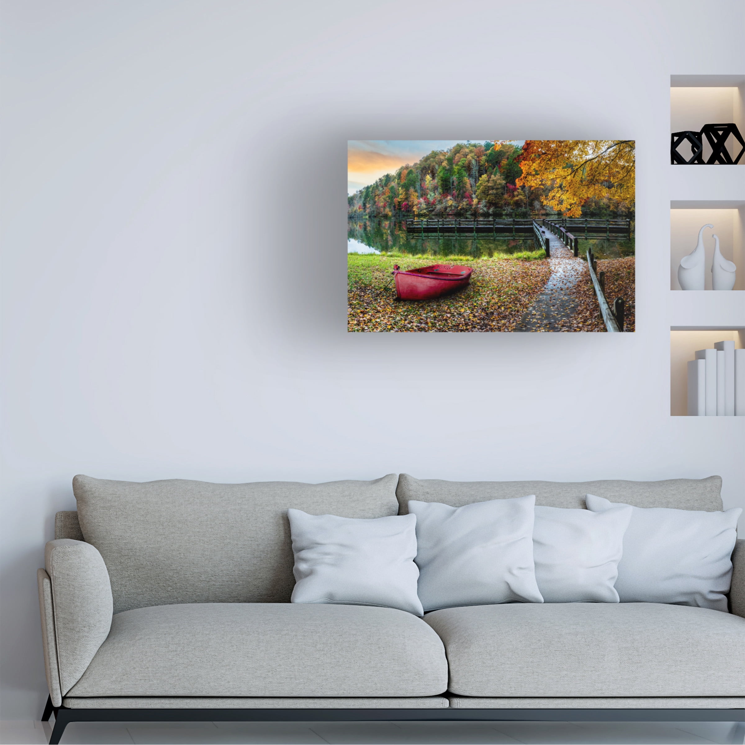 Celebrate Life Gallery 'Rowboat in the Fallen Autumn Leaves' Canvas Art