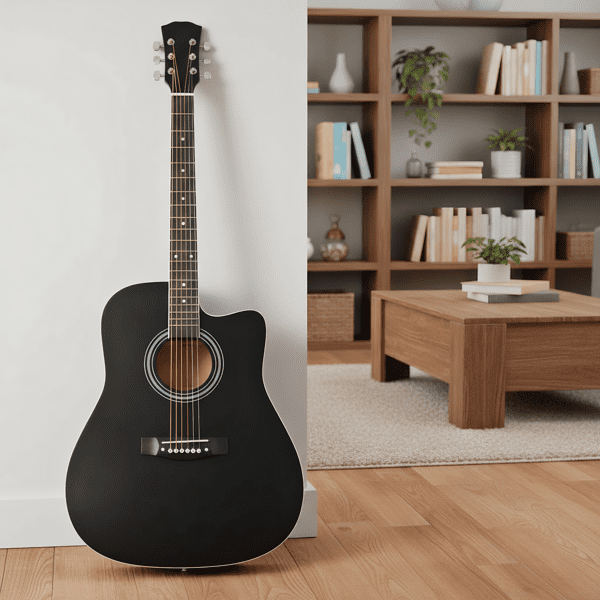 41in Dreadnought Barrel-shaped Cutaway Acoustic Guitar, Matte black