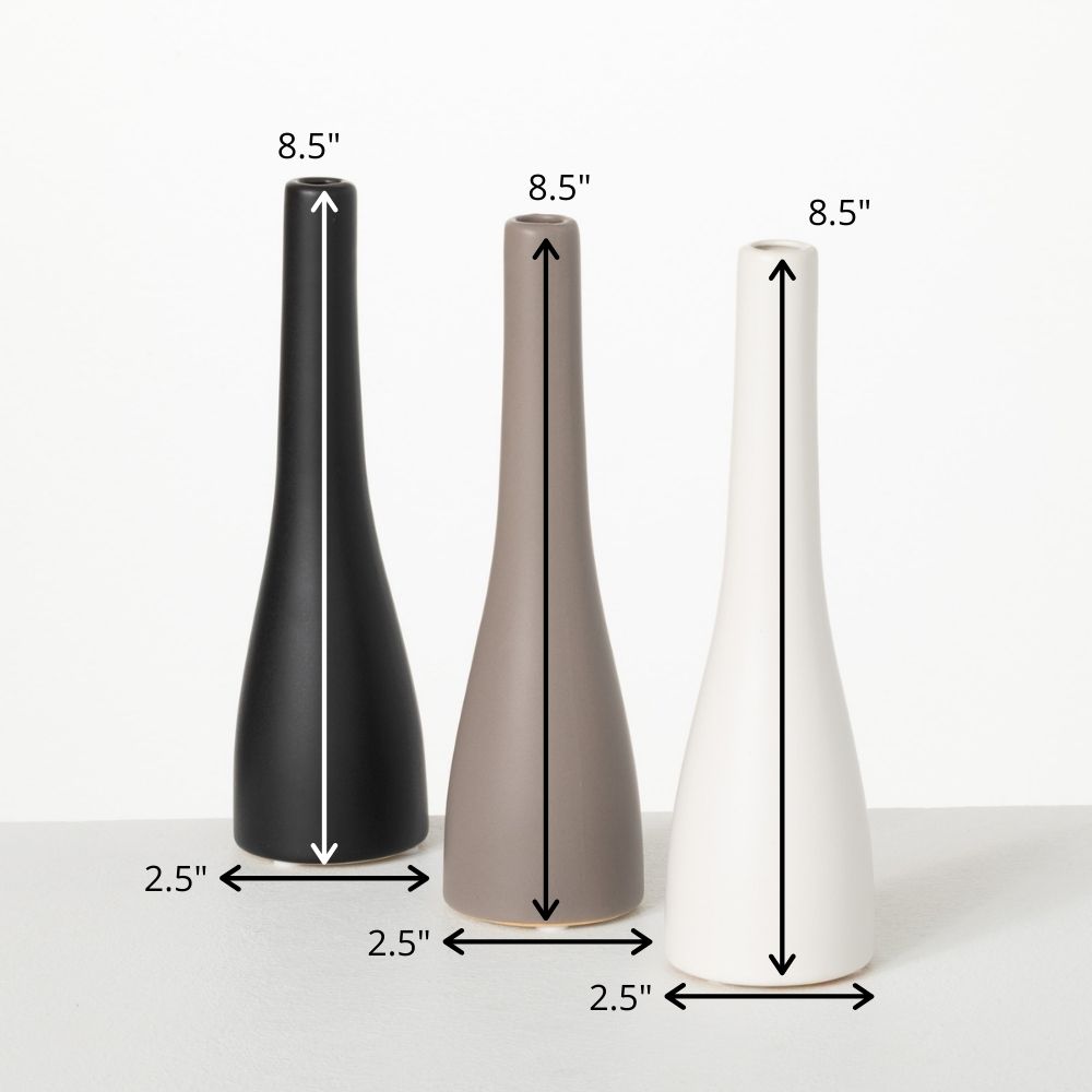 Sullivans Neutral Slim Ceramic Vase Set of 3, 8.5"H Multicolored