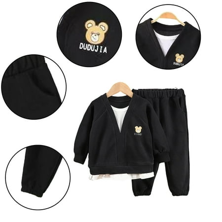 

KYAIGUO Toddler Kids Tracksuits Set for Boys Baby Spring Autumn Clothes Long Sleeve Pullover Sweatshirt+Sweat Pants Infant Boys Sports Leisure Set Size 6M-6 Years