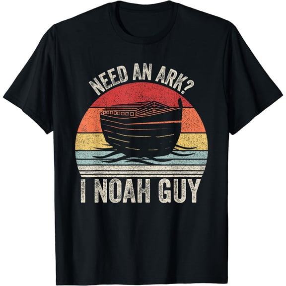 Retro Need an Ark I Noah Guy Shirt Christian Gifts Pun Funny T-Shirt Black Small