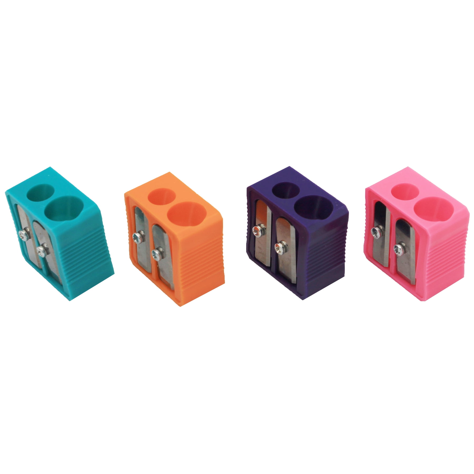 Baumgartens Dual Hole Plastic Pencil Sharpener, Assorted Colors, Pack of 20