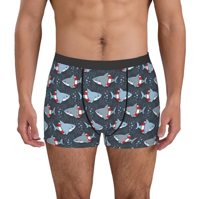 Fotbe Cute Shark Calzoncillos Tipo Boxer con Bolsa de Soporte Total para Hombre, X-Temp Fresco, Transpirable y de Secado Rápido-Small