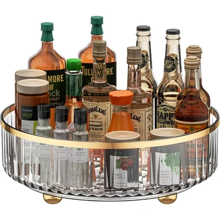 Clear Lazy Susan Pantry Organizers and Storage, 11” Turntable Organizer, 360 Rotating Storage Rack for Kitchen, Pantry, Cabinet, Dining Table, Fridge, Countertop, Vanity, Food Storage