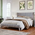 thumbnail image 2 of SYNGAR Upholstered Queen Size Velvet Platform Bed Frame with Tufted and Chrome Nailhead Trim Wingback Headboard, Gray, 2 of 8