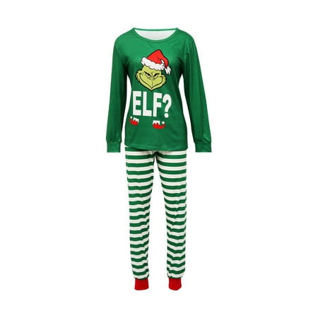 

Fullvigor Christmas Parent-child Pajamas T-shirt Striped Jumpsuit Pants