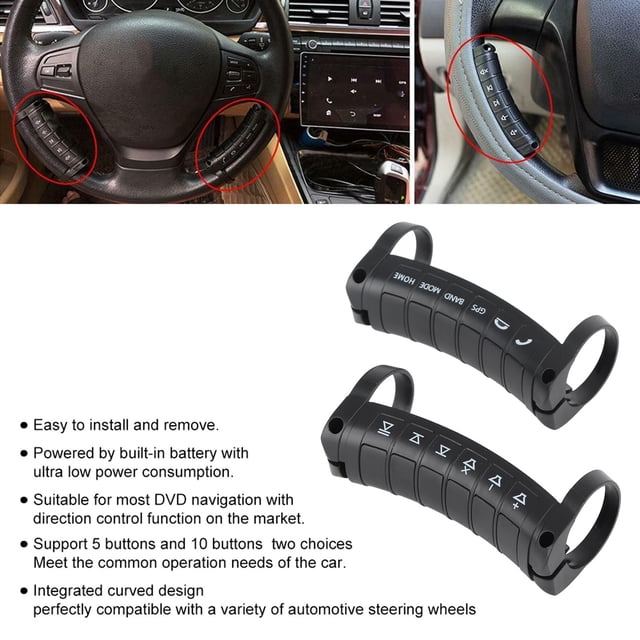 Contrôleur de Volant, Design Super Tactile Noir Boutons de Navigation Universels Alimentés par Pile pour Automobile