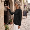 thumbnail image 6 of SUNBS Blouses for Women Casual Dressy Tops Crewneck Long Sleeve Shirts Pleated Clothes, 6 of 9