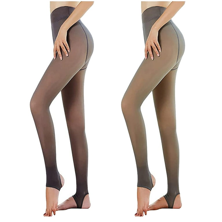 Fleece Lined Tights Sheer Women - High Waist Fake Translucent