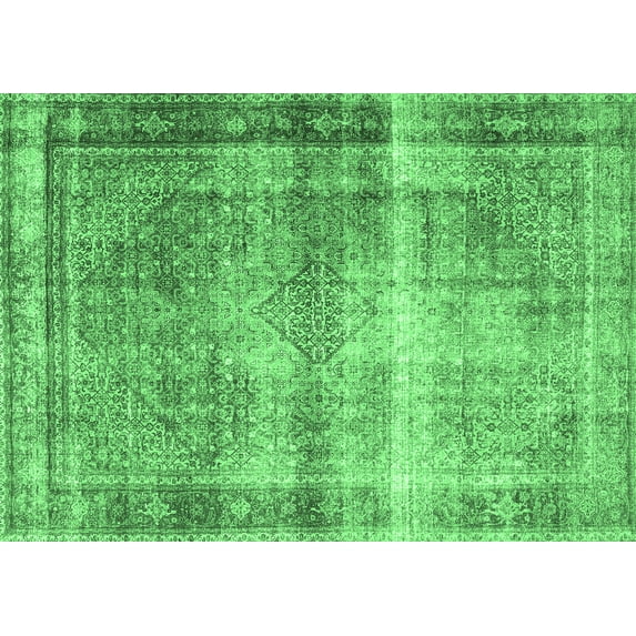 Ahgly Company Machine Washable Indoor Rectangle Persian Emerald Green Traditional Area Rugs, 5' x 7'