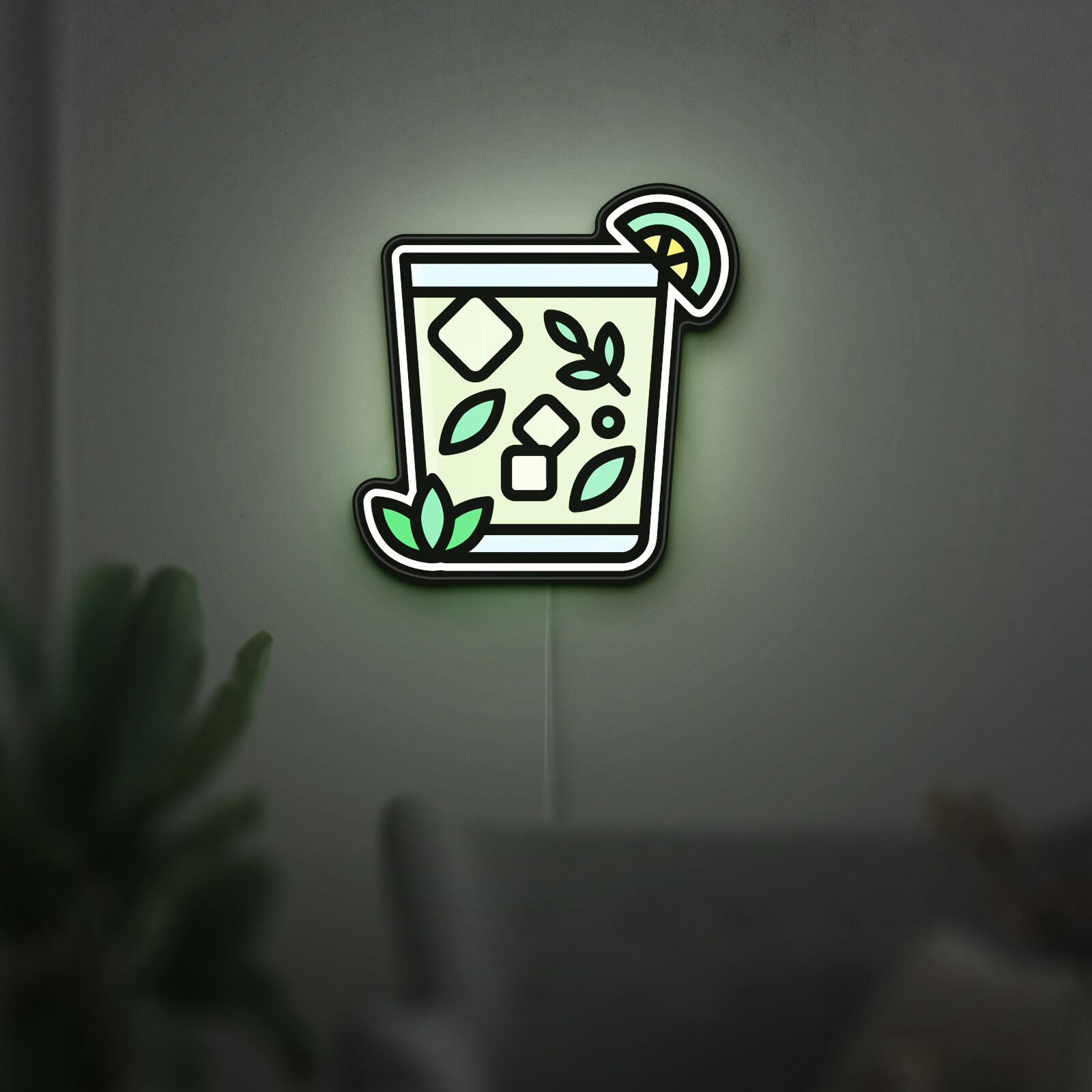 Gin Tonic Glass 3D Novelty Light Box, Italian Cocktail Lamp Decor for Bar Counters, Beverage Lovers and Alcoholic Drinks (Width 12 inch, 30cm)