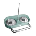 thumbnail image 4 of Comedero para Pájaros Comedero de Jaula Colgante con Doble Cuenco de Acero Inoxidable Estación de Alimentación para Loros Apto para Aves Pequeñas Y Me Ronda verde, 4 of 8