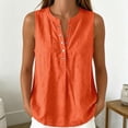 thumbnail image 2 of NinXxx Women's Casual Collarless Sleeveless Shirt Loose Fit Blouse Summer Orange L, 2 of 4