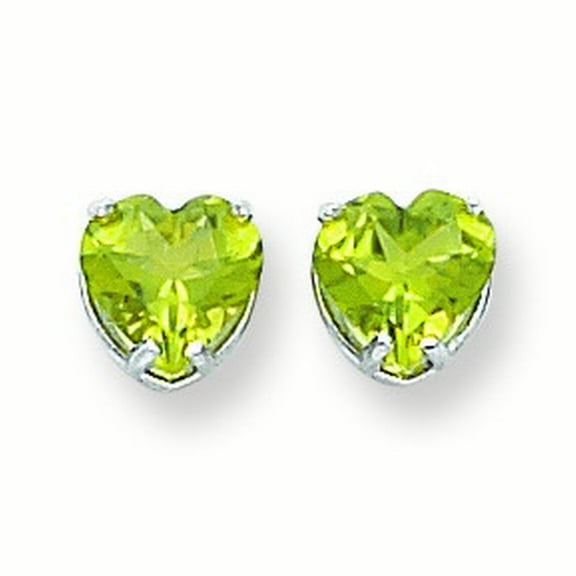 Primal Gold 14 Karat White Gold 8mm Heart Peridot Earrings