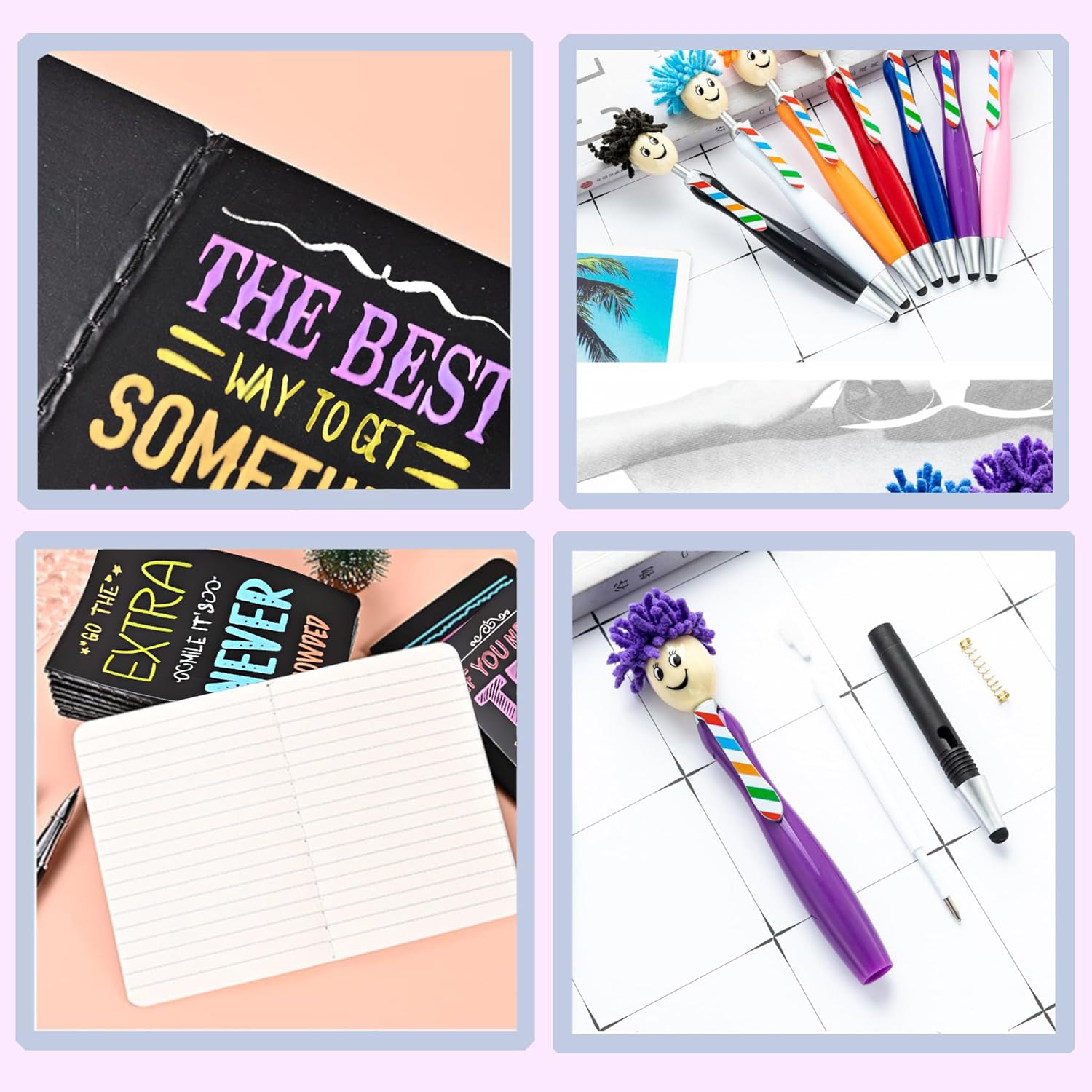 48Pcs Valentines Day Gifts ,Ballpoint Pens Motivational Notepads Gifts Set,24Pcs Mini Journal Lined with stylus pens,24Pcs Pocket Notebooks Bulk Gifts Set for Valentines Day Gifts Teachers O