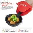 thumbnail image 3 of Modern Innovations Mini Black Cast Iron Skillet Set with Silicone Mitt (4 Count) - 3.5 Inch Pans, Pre Seasoned Small Skillets for Baked Cookie/Brownie or Cooked Eggs, 3 of 8