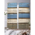thumbnail image 2 of Blue Beige Wood Grain Sheer Curtains for Living Room Bedroom Modern Shabby Chic Board Sheer Curtains 84 Inch Long 2 Panels Set Light Filtering Curtain Window Treatments Drapes for Dining Room, 2 of 6