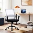 thumbnail image 2 of YRLLENSDAN Mesh Home Office Chair for Adults, Adjustable Height Computer Chair with Lumbar Support Arms, Ergonomic Swivel Rolling Desk Chair for Women Men Executive, (White, 2), 2 of 7