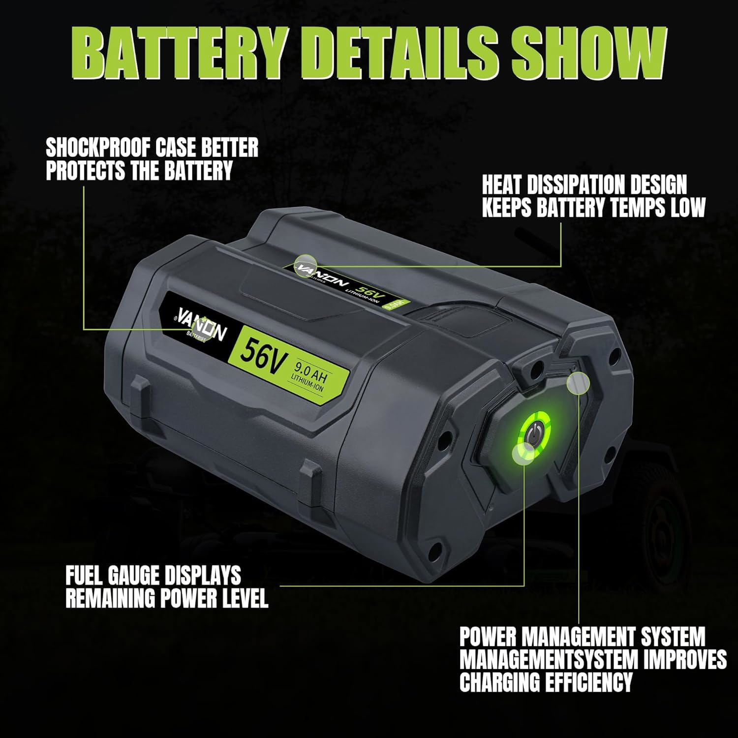 VANON 56V 9.0Ah Replacement for EGO Battery BA2800 BA5600T BA4200T BA4200 BA1400 Compatible with EGO 56V Power Tools Lawn Mower Leaf Blower Chainsaw