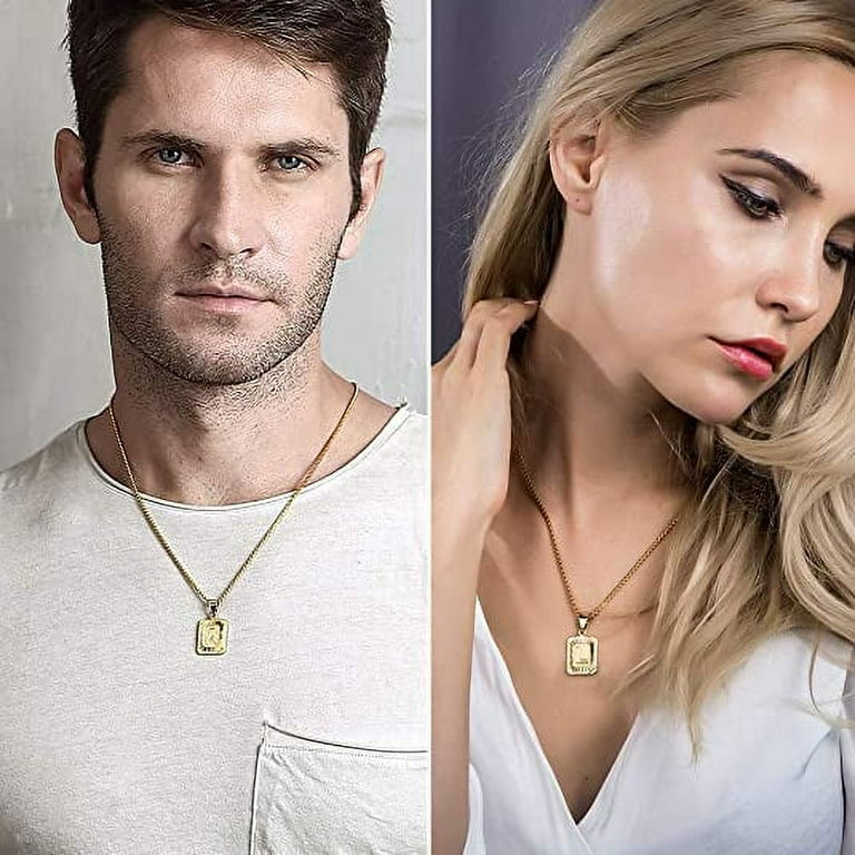 14K Gold Plated Initial Necklace for Men Women Square Letter Pendant Necklace Jewelry Birthday Anniversary Mother s Day Father s Day Gifts Letter A Pendant Walmart