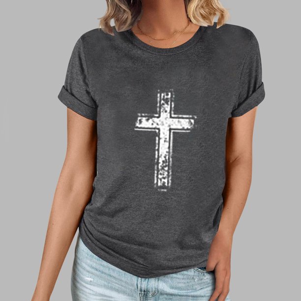 Fiudx Ofertas de La Semana Camiseta Informal de Manga Corta con Cuello Redondo Estampada para Mujer