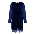 thumbnail image 4 of Lopecy-Sta Womens Dresses V Neck Faux Wrap Elastic Waist A Line Mini Dress Long Sleeve Chiffon Overlay Fit for Wedding Guest Dinner Date Semi formal Events, 4 of 6