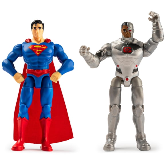 Figuras de acción DC Comics SUPERMAN y CYBORG, 10 cm, paquete de 2