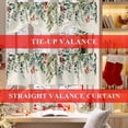thumbnail image 3 of Tie Up Valance Curtain for Kitchen,Winter Green Eucalyptus Leaf Rod Pocket Short Curtains Adjustable Tie-Up Shade Valances,Retro Pine Cone Berry on Linen Window Treatment for Bathroom Living Room, 3 of 8