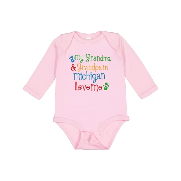 Inktastic Michigan Grandma Loves Me Boys or Girls Long Sleeve Baby Bodysuit