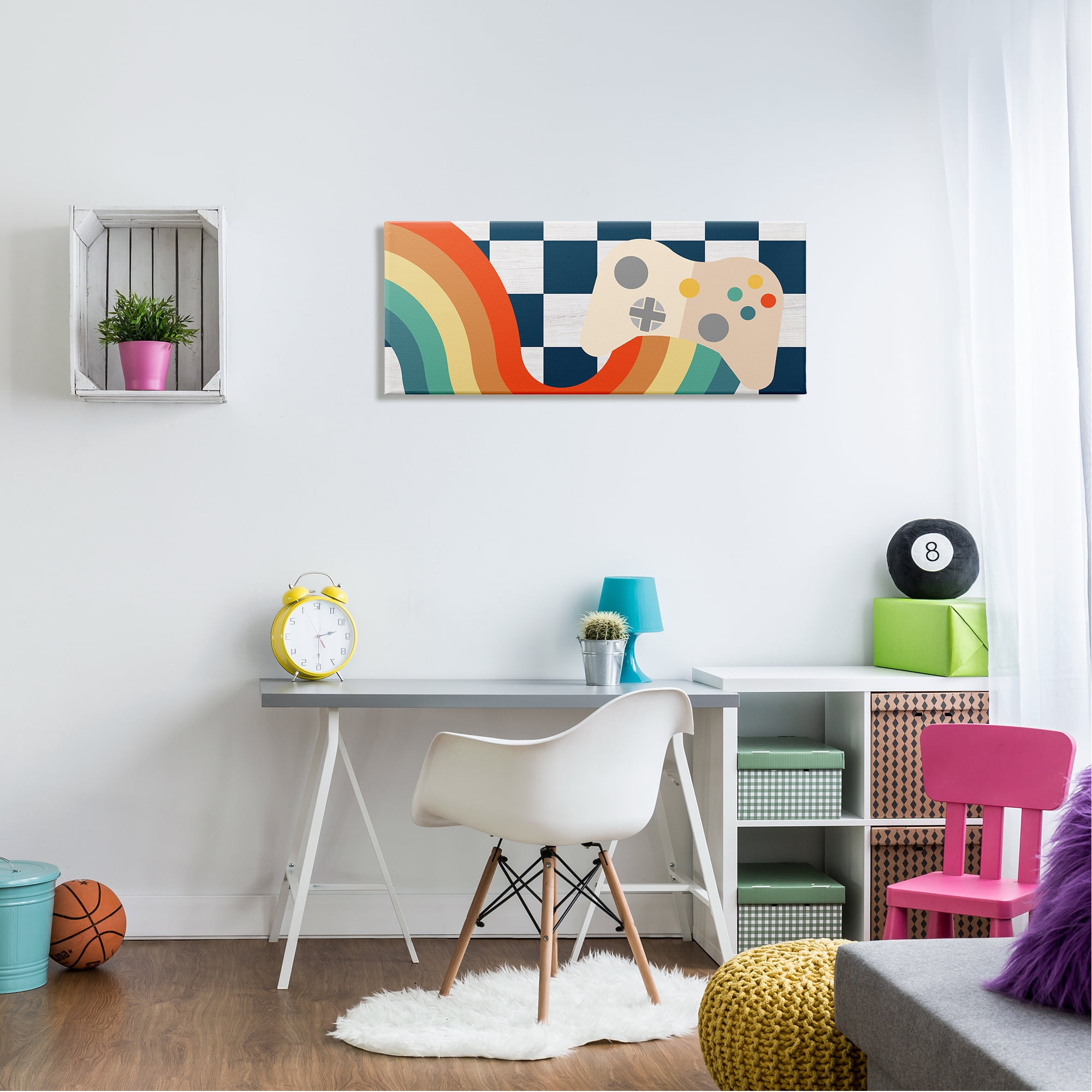 Stupell Industries Rainbow Gaming Controller Abstract Painting Gallery Wrapped Canvas Print Wall Art, 40 x 17