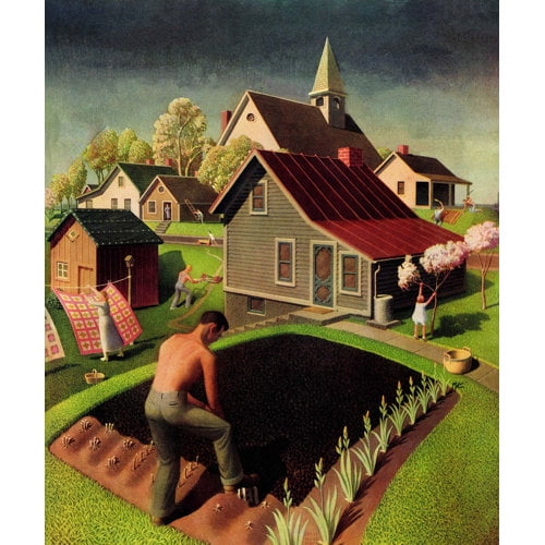 Marmont Hill "Spring 1942" by Grant Wood Painting Print on Canvas