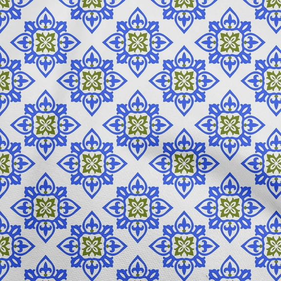 oneOone Polyester Lycra Blue Fabric Mosaic Diy Clothing Quilting Fabric Print Fabric By Yard 56 Inch Wide