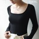 thumbnail image 2 of Camisa corta de punto para mujer, camiseta básica sólida de corte bajo de manga larga, blusa recortada Sexy, parte de arriba ropa informal, 2 of 5