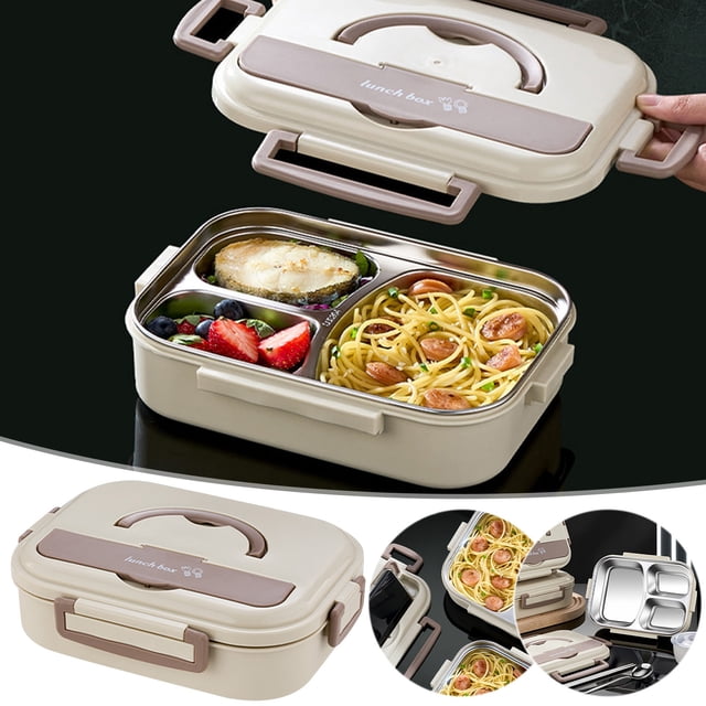 Danhjin Contenant de Rangement Divisé Boîte à Lunch Isolée en Acier Inoxydable 304 Cantine pour Étudiants Boîte à Lunch Compartimentée pour Travailleurs de Bureau Boîte à Lunch pour Enfants Type Séparateur Portable