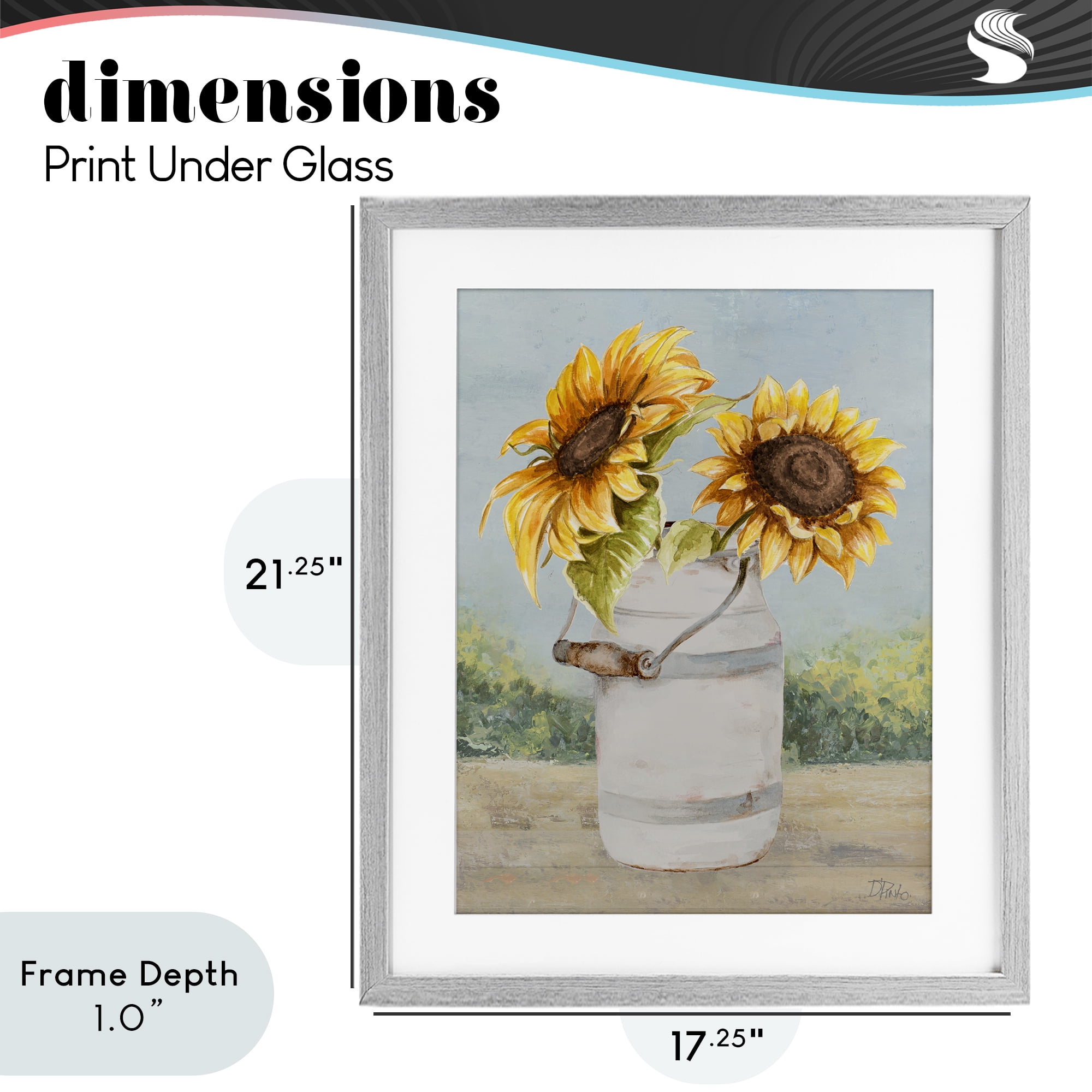 Stupell Industries Sunflower Pitcher in Country Gray Framed Print Under Glass, design by Patricia Pinto