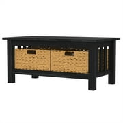 40" MDF Mission Storage Coffee Table with Baskets - Black