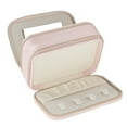 thumbnail image 3 of Jewelry Case Double Layer Portable Pink Necklace Hook Design Convenient Handle Travel Jewelry Box, 3 of 7