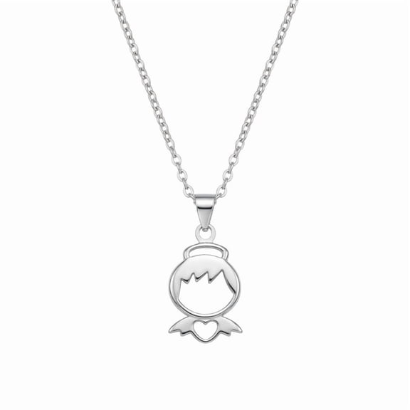 Aksraa jewellery - Heart Angel Pendant Necklace with Polished Metal Chain, Winged Figure and Heart Detail, Inspirational Charm Jewelry for Everyday Wear and Gifting