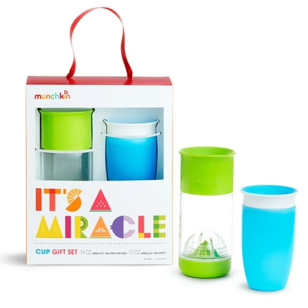 Munchkin It's a Miracle! Gift Set, Includes 10oz Miracle Cup and 14oz Miracle Fruit Infuser, Blue/Green