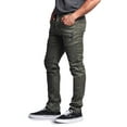 thumbnail image 2 of Victorious Men's Coated Slim Fit Moto Pants Biker Jeans - Olive - 32/32, 2 of 6