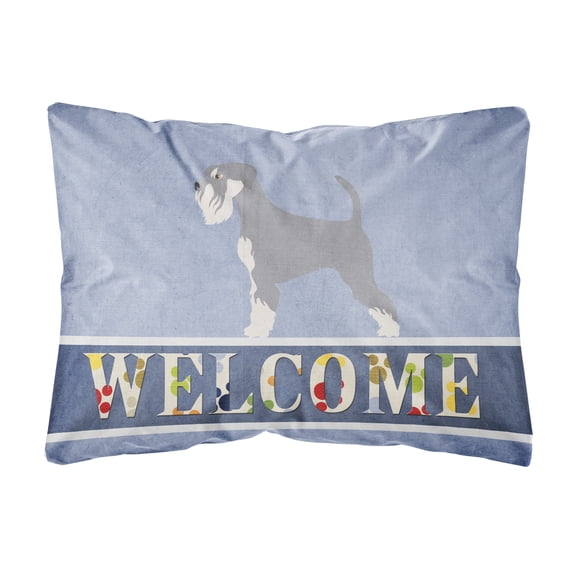 Schnauzer Welcome Canvas Fabric Decorative Pillow