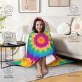 thumbnail image 4 of Wearable Blanket,Colorful Tie Dye Star Pattern Hooded Wearable Sherpa Blanket for Adults & Teens,Winter Poncho Shawl Wrap Cape Thick Warm,60"x80", 4 of 5