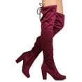 thumbnail image 2 of New Women Breckelles Gina-38 Faux Suede Thigh High Drawstring Block Heel Boot, 2 of 3